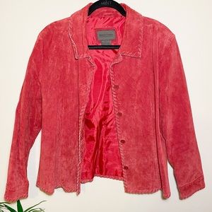 Vintage Brandon Thomas Western Red 100% Leather Suede Jacket Sz PL